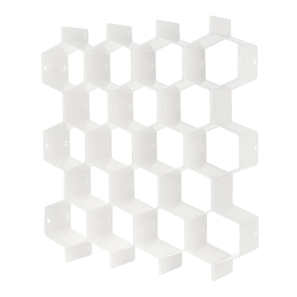Poeland Drawer Divider Organizer 8pcs DIY Plastic Grid Honeycomb Drawer Divider White 2 Pack