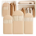 Space Saving Hanging Garment Bag with Self Compression Zipper, Suit Cover Bags, Heavy Duty Jackets & Parkas Storage, Dust Cover, Closet Organizer for Storage (Beige,L)