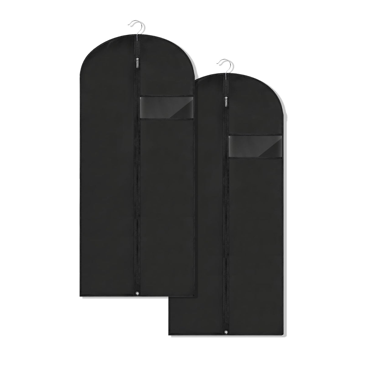 Dress Bags for Gowns Long, 65'' Garment Bags for Hanging Clothes, Suit Bag Cover for Storage and Travel, 2 Pack (Black)