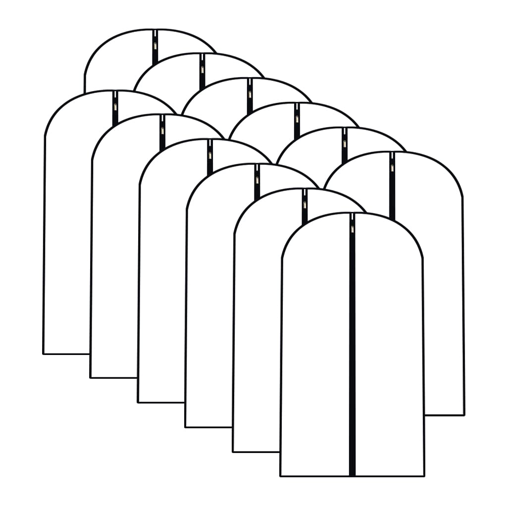 Garment Bags for Hanging Clothes Travel (Set of 12) Clothes Storage Bags Closet Cover for Open Closet with Zipper for Suit, Sweaters Travel Laundry Wardrobe Closet Garment Dust Cover