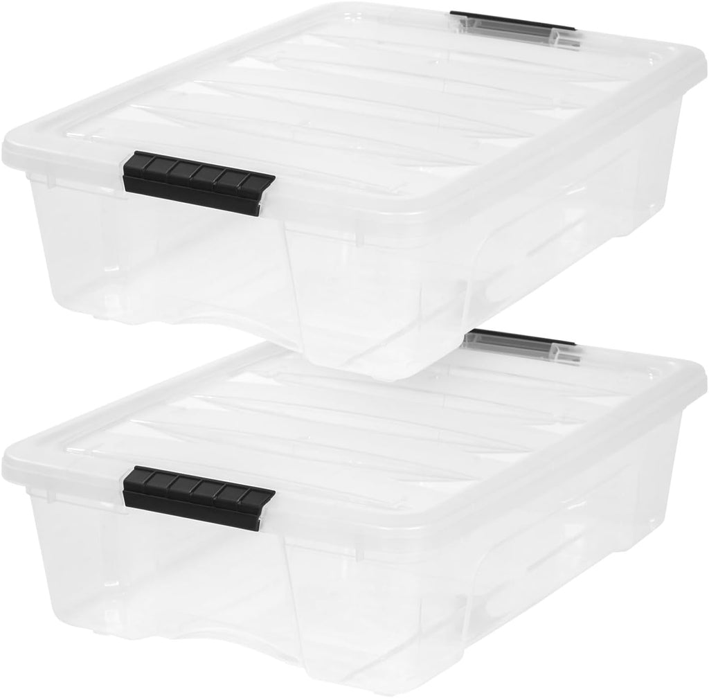 IRIS USA 2-Pack 27 Quart Storage Bins with Lids, Clear