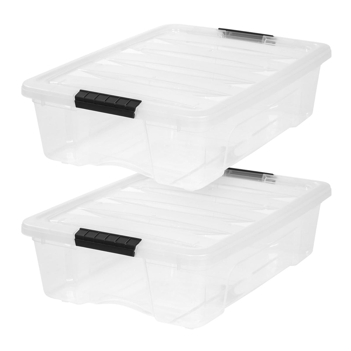 IRIS USA 2-Pack 27 Quart Storage Bins with Lids, Clear
