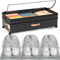 90L XXL Under Bed Storage Bins with Wheels, 1-Pack, Clear Lids, Black