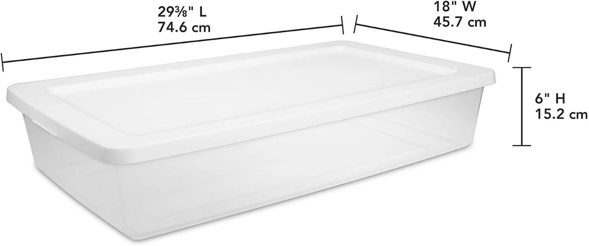 2 Pack 41 Qt Clear Under Bed Container, Stackable Storage Bin with Lid
