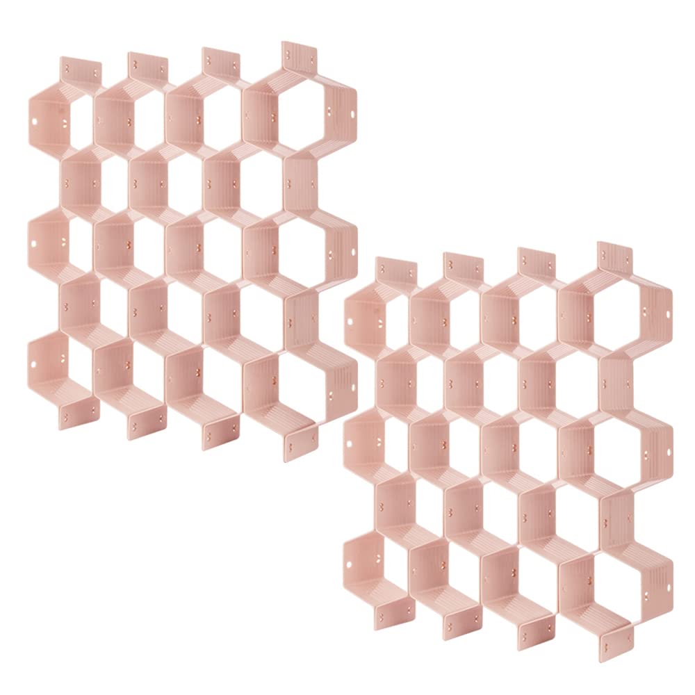Poeland Drawer Divider Organizer 8pcs DIY Plastic Grid Honeycomb Drawer Divider White 2 Pack