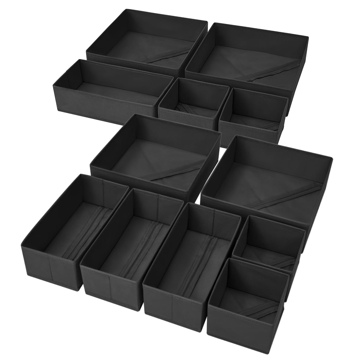 DIMJ Drawer Organizer Clothes, 12 Pack Dresser Organizer for Nursery, Baby Clothes, Underwears, Sock, Fabric Dresser Bins, Drawer Dividers, Foldable Closet Organizers and Storage(Beige)