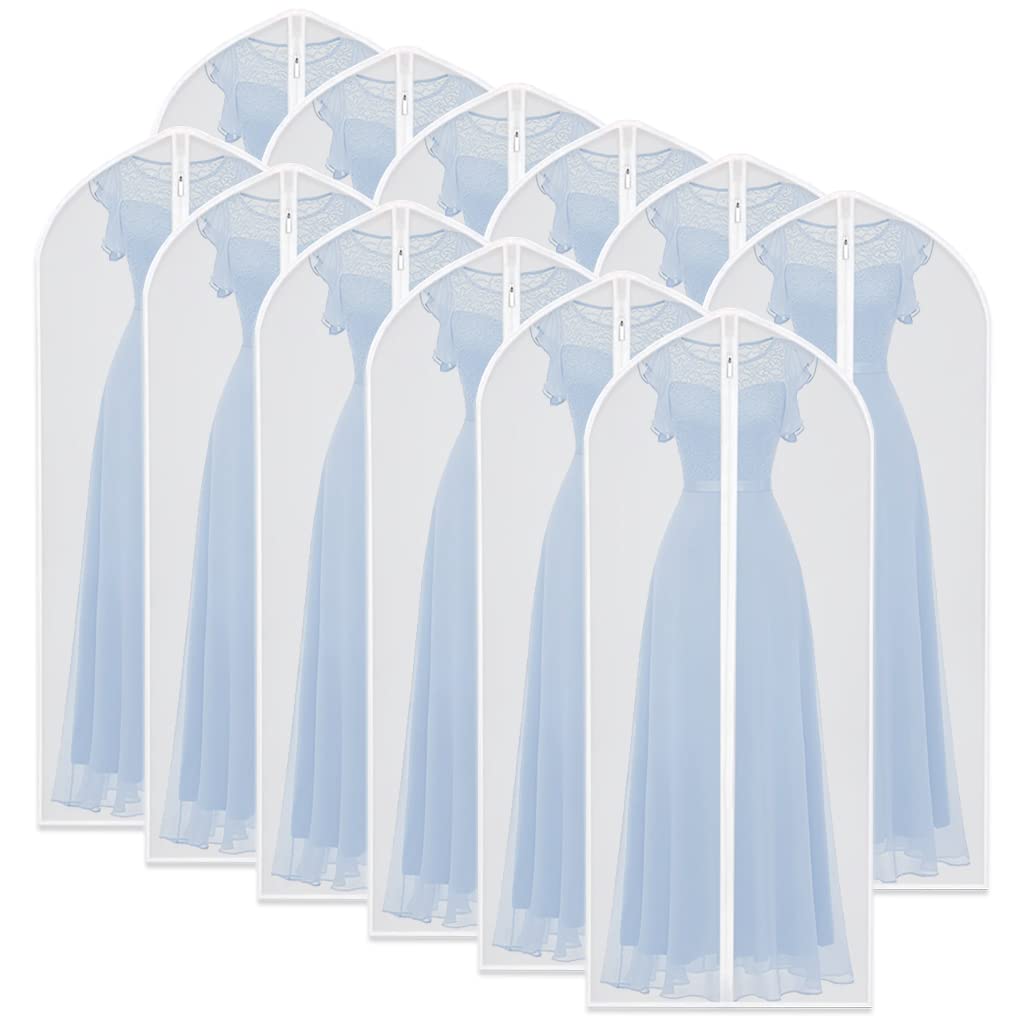 Garment Bags for Hanging Clothes Travel (Set of 12) Clothes Storage Bags Closet Cover for Open Closet with Zipper for Suit, Sweaters Travel Laundry Wardrobe Closet Garment Dust Cover