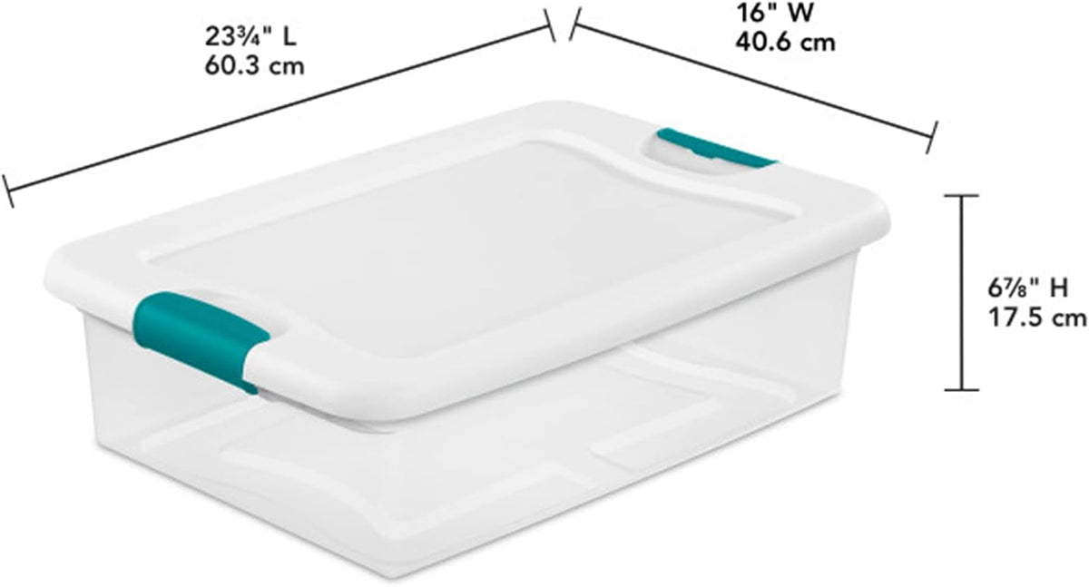 Sterilite Latching Storage Box, See-Through Base, 32-Qt