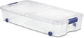 66 Quart Large Capacity Underbed Storage Container with Wheels & Lid | Clear Plastic Rolling Storage Bin for Bedroom, Closet Organization | 39.5” Design for Blankets, Seasonal Clothing & Holiday Decor