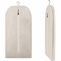 Beige Cotton Garment Protector Bag Cover - Dust Free Cloth Hanging, Wardrobe storage for Dresses and Suits (Button (24" x 62"))