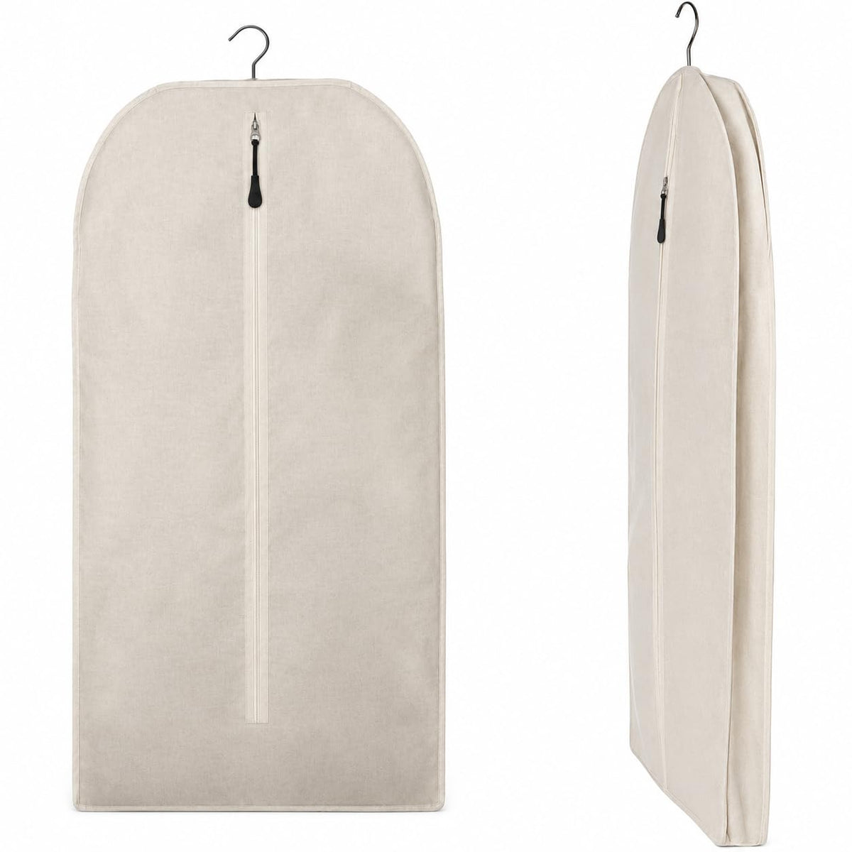 Beige Cotton Garment Protector Bag Cover - Dust Free Cloth Hanging, Wardrobe storage for Dresses and Suits (Button (24" x 62"))