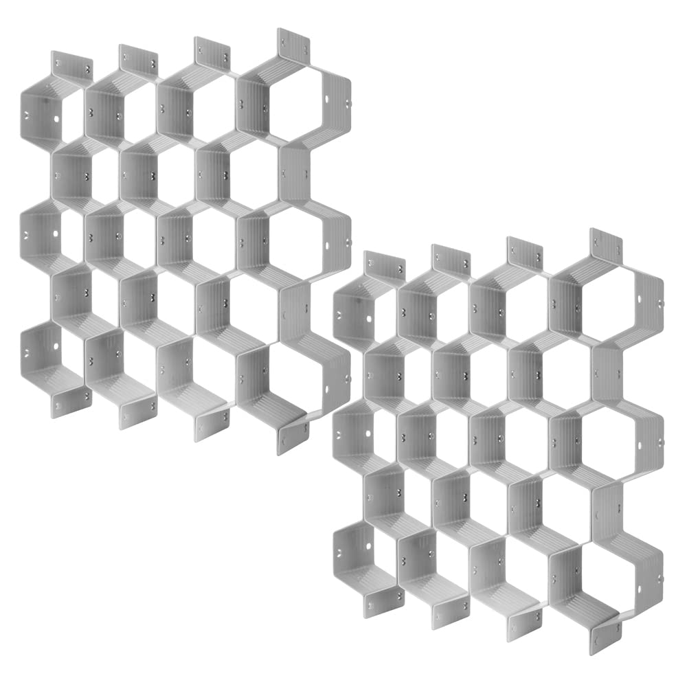Poeland Drawer Divider Organizer 8pcs DIY Plastic Grid Honeycomb Drawer Divider White 2 Pack