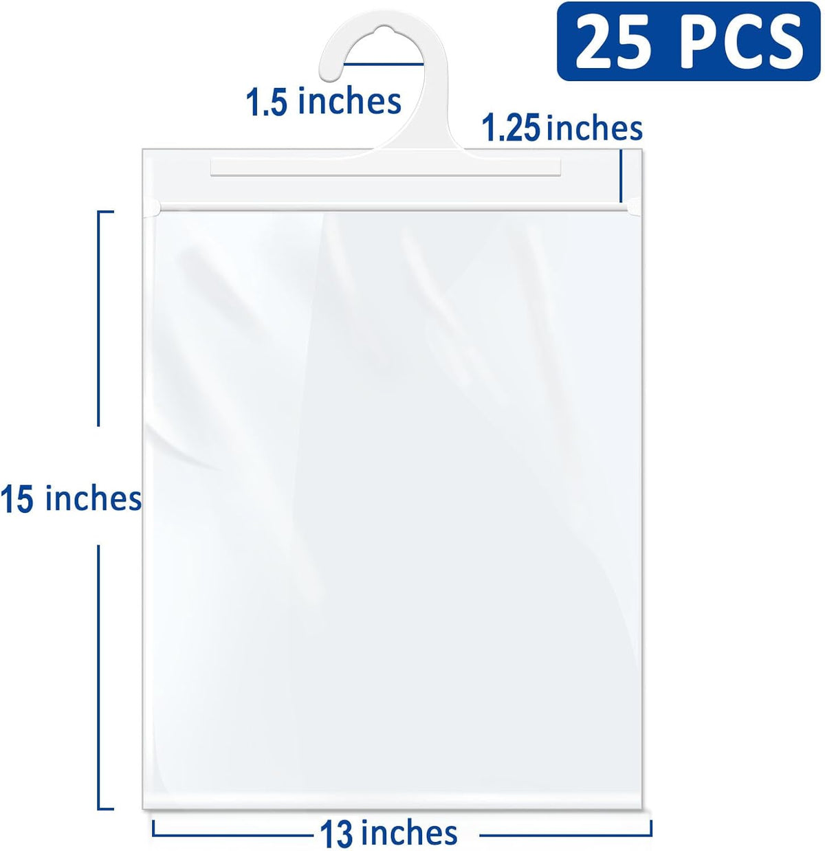 24 Pack Hanging Storage Bags, Large Hook 13 x 16-inch Clear Plastic Bags for Classroom, Library, and Pharmacy Use