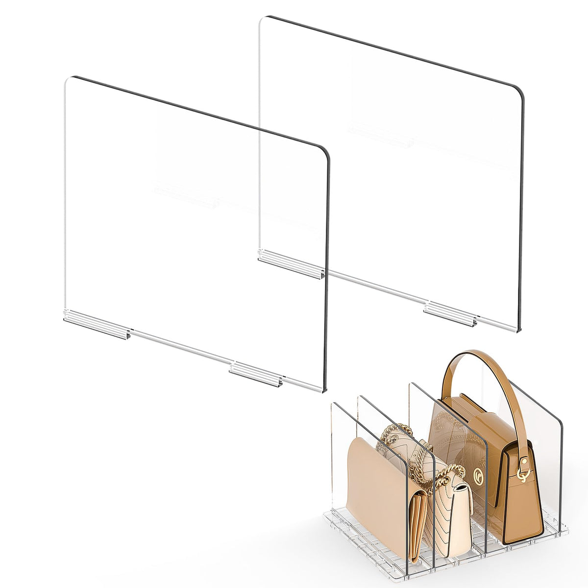 SortNStore Bag & Purse Organizer for Closet: Adjustable Clear Dividers
