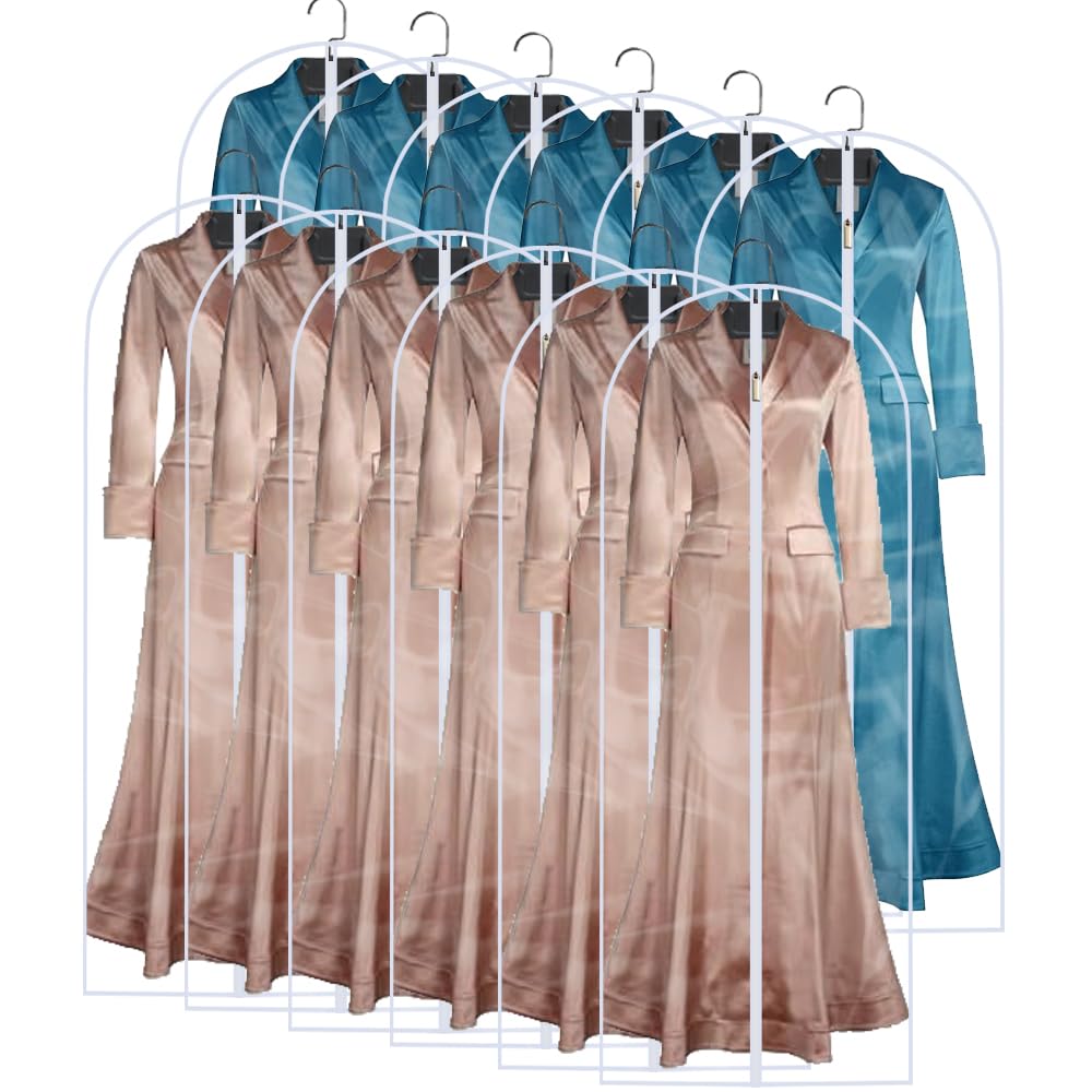 Garment Bags for Hanging Clothes Travel (Set of 12) Clothes Storage Bags Closet Cover for Open Closet with Zipper for Suit, Sweaters Travel Laundry Wardrobe Closet Garment Dust Cover