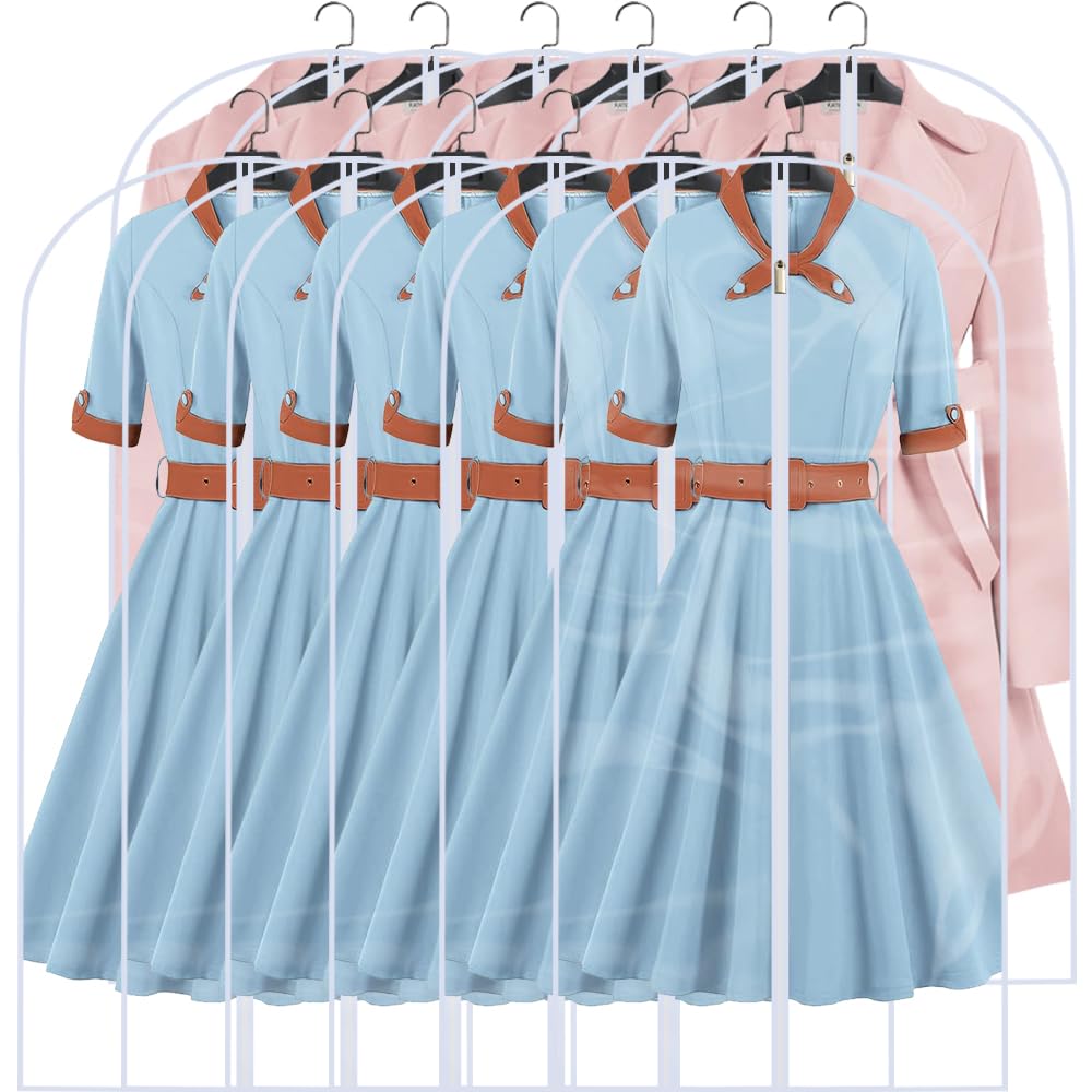 Garment Bags for Hanging Clothes Travel (Set of 12) Clothes Storage Bags Closet Cover for Open Closet with Zipper for Suit, Sweaters Travel Laundry Wardrobe Closet Garment Dust Cover