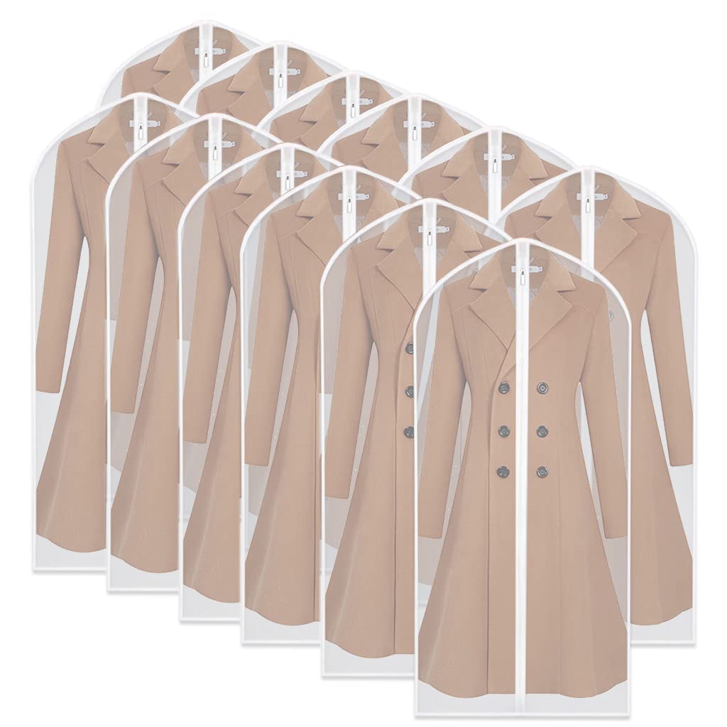 Garment Bags for Hanging Clothes Travel (Set of 12) Clothes Storage Bags Closet Cover for Open Closet with Zipper for Suit, Sweaters Travel Laundry Wardrobe Closet Garment Dust Cover