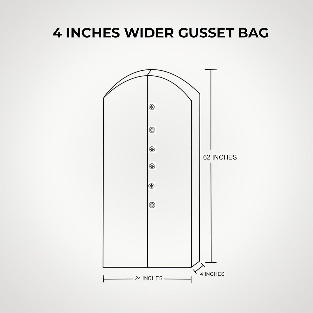 Cotton Garment Protector Bag Cover - Dust Free Cloth Hanging, Wardrobe storage for Dresses and Suits (Black with button - 24"x62")