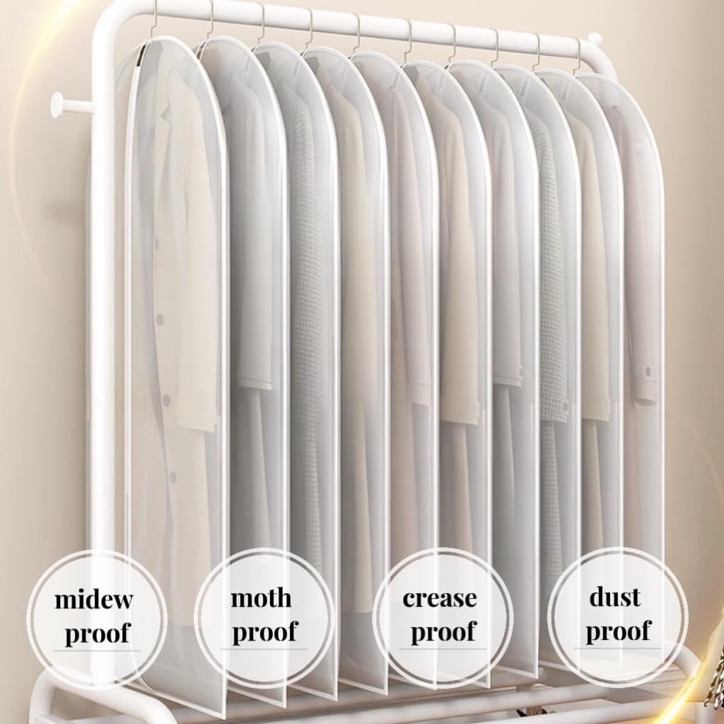 20 Pack Combo Size Clear Garment Bags for Hanging Clothes with Full Zipper for Closet Storage, Clothes Cover For Hanging, Wardrobe Bags for Hanging Clothes.(120 x 60CM x 10P, 100 x 60CM x 10P)
