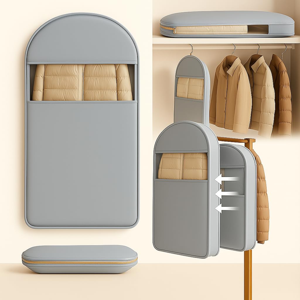 Space Saving Hanging Garment Bag with Self Compression Zipper, Suit Cover Bags, Heavy Duty Jackets & Parkas Storage, Dust Cover, Closet Organizer for Storage (Beige,L)
