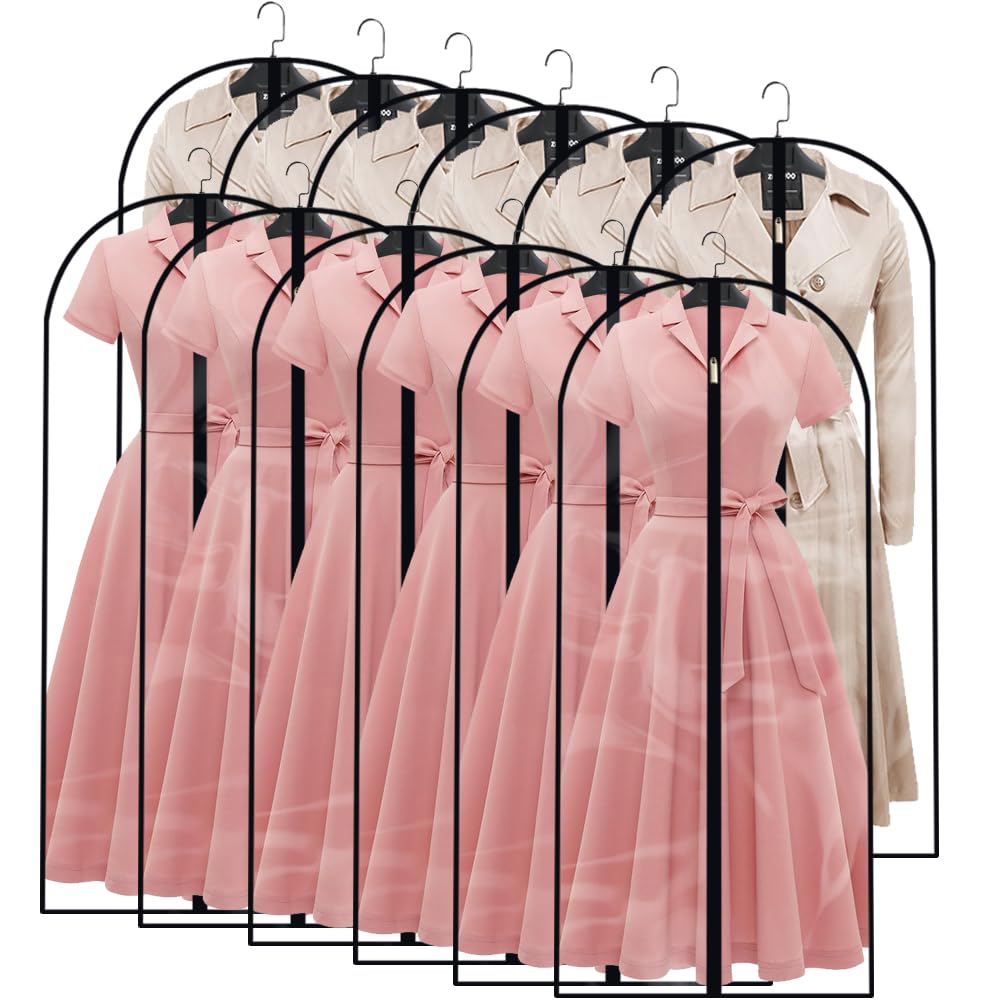 Garment Bags for Hanging Clothes Travel (Set of 12) Clothes Storage Bags Closet Cover for Open Closet with Zipper for Suit, Sweaters Travel Laundry Wardrobe Closet Garment Dust Cover