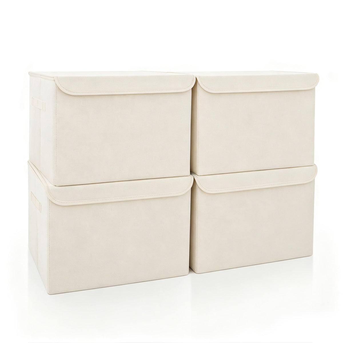 Bagnizer Large 22 Quart Linen Fabric Foldable Storage Bin Cube Organizer Basket with Flip-Top Lid & Handles, Clothes Blanket Box for Home, Office, Closet, Gray, 4 Pack 14.6 x 9.5 x 9.5”