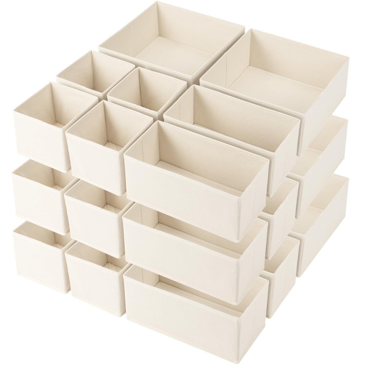 Criusia Drawer Organizer Clothes,16 Pack Underwear Drawer Organizers, Foldable Closet Organizers and Storage Dresser Drawer Dividers Clothing Organizer for Clothes, Socks, Scarves, Bra, Ties (Beige)