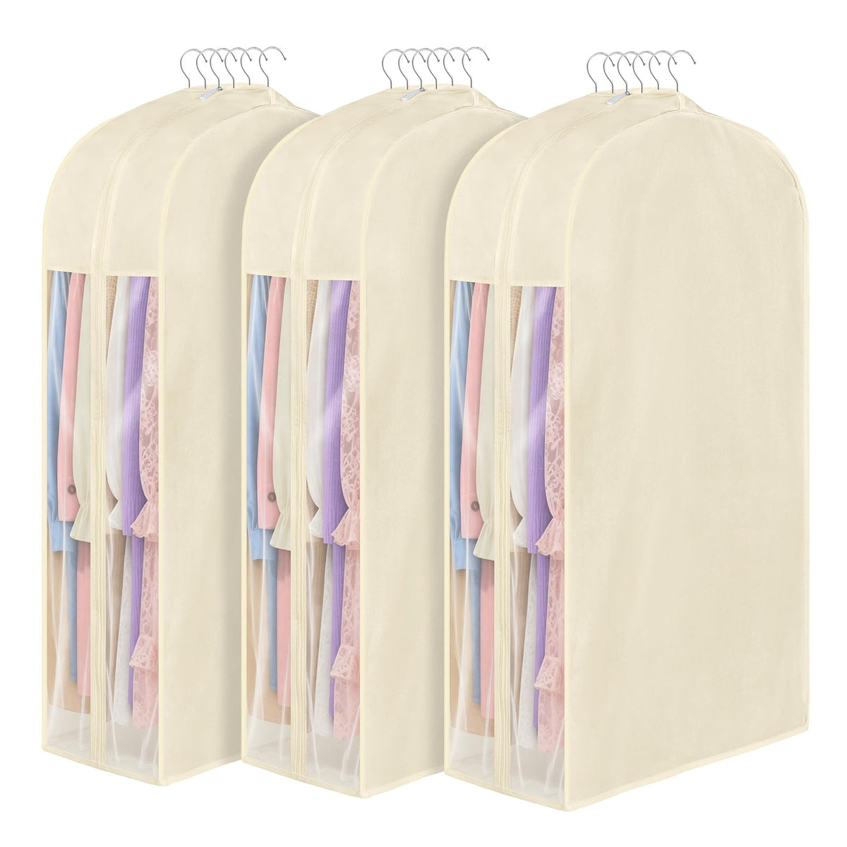 60" Cotton Garment Bag for Hanging Clothes, Dress Bags for Gowns
