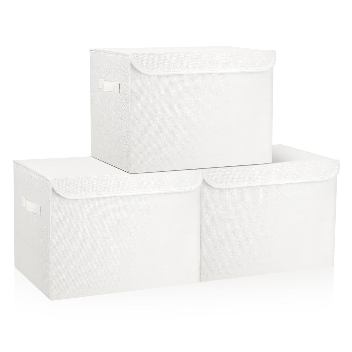 Bagnizer Large 22 Quart Linen Fabric Foldable Storage Bin Cube Organizer Basket with Flip-Top Lid & Handles, Clothes Blanket Box for Home, Office, Closet, Gray, 4 Pack 14.6 x 9.5 x 9.5”
