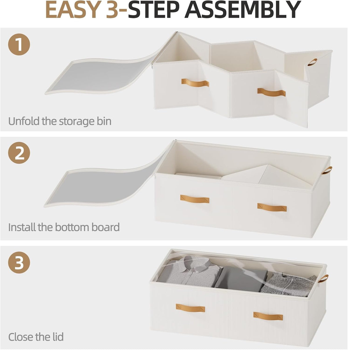 FHSQX Under Bed Storage Bins, White, 31.5x15.8x10 inch, 4 Pack