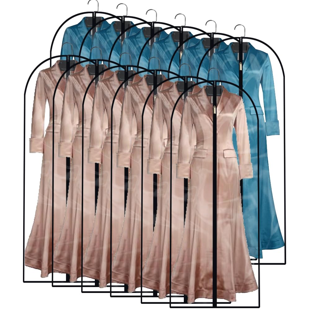 Garment Bags for Hanging Clothes Travel (Set of 12) Clothes Storage Bags Closet Cover for Open Closet with Zipper for Suit, Sweaters Travel Laundry Wardrobe Closet Garment Dust Cover