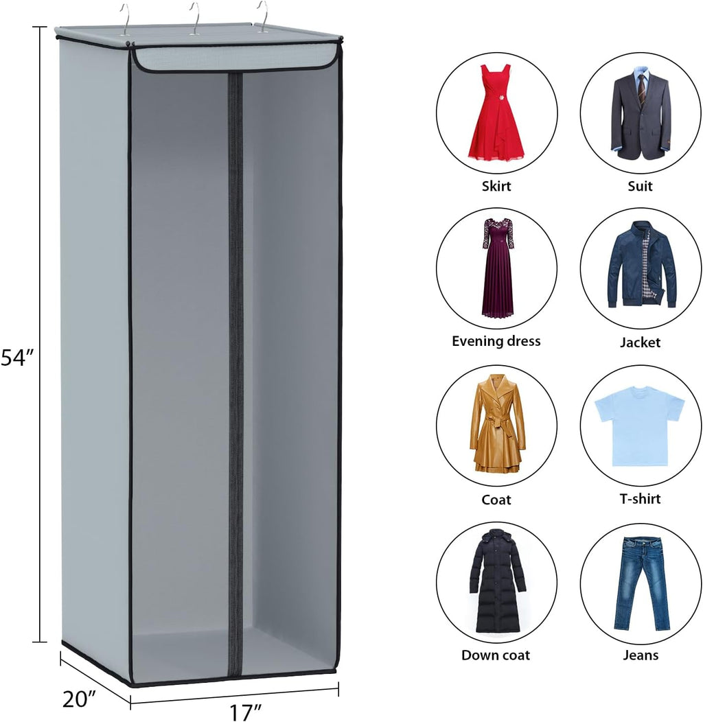 Univivi Garment Bags for Hanging Clothes, Cloth Bag 54 In, 2 PCS, Grey