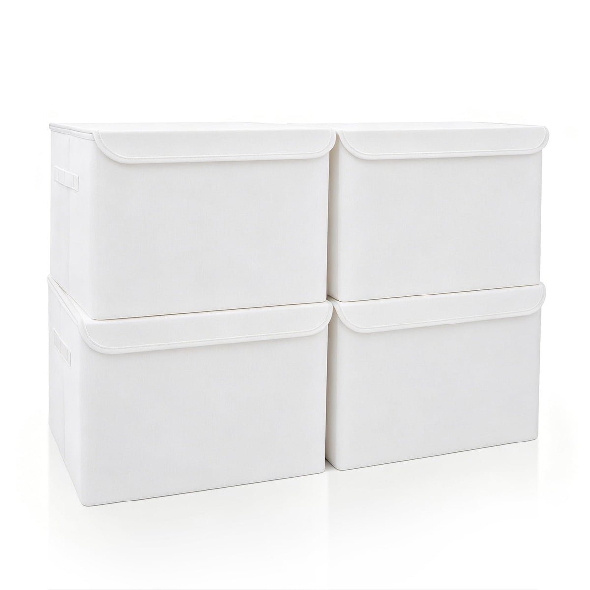 Bagnizer Large 22 Quart Linen Fabric Foldable Storage Bin Cube Organizer Basket with Flip-Top Lid & Handles, Clothes Blanket Box for Home, Office, Closet, Gray, 4 Pack 14.6 x 9.5 x 9.5”