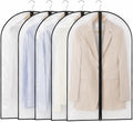 Garment Bags for Hanging Clothes 5 Pack, Clear Suit Bags Black Border