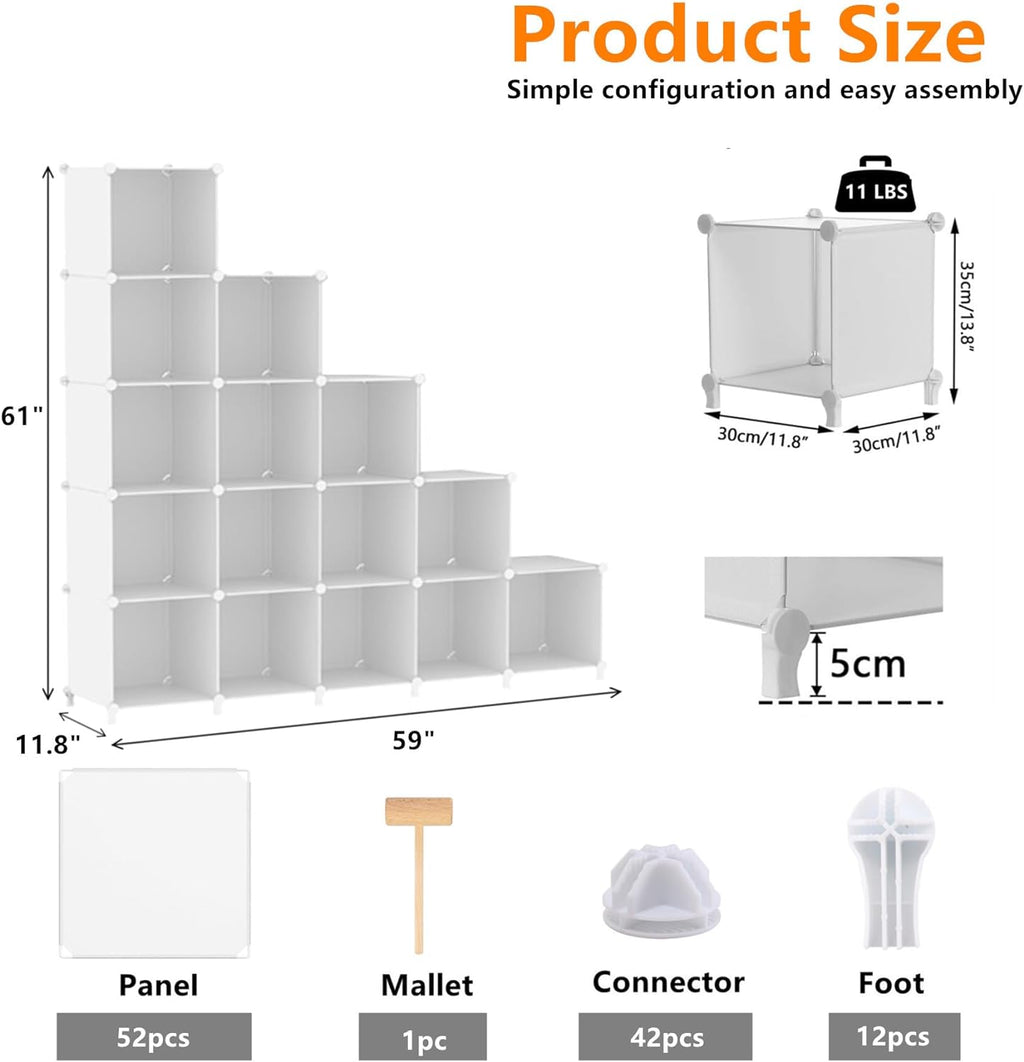 AWTATOS Cube Storage Organizer, 16 Cube Closet Organizer, White
