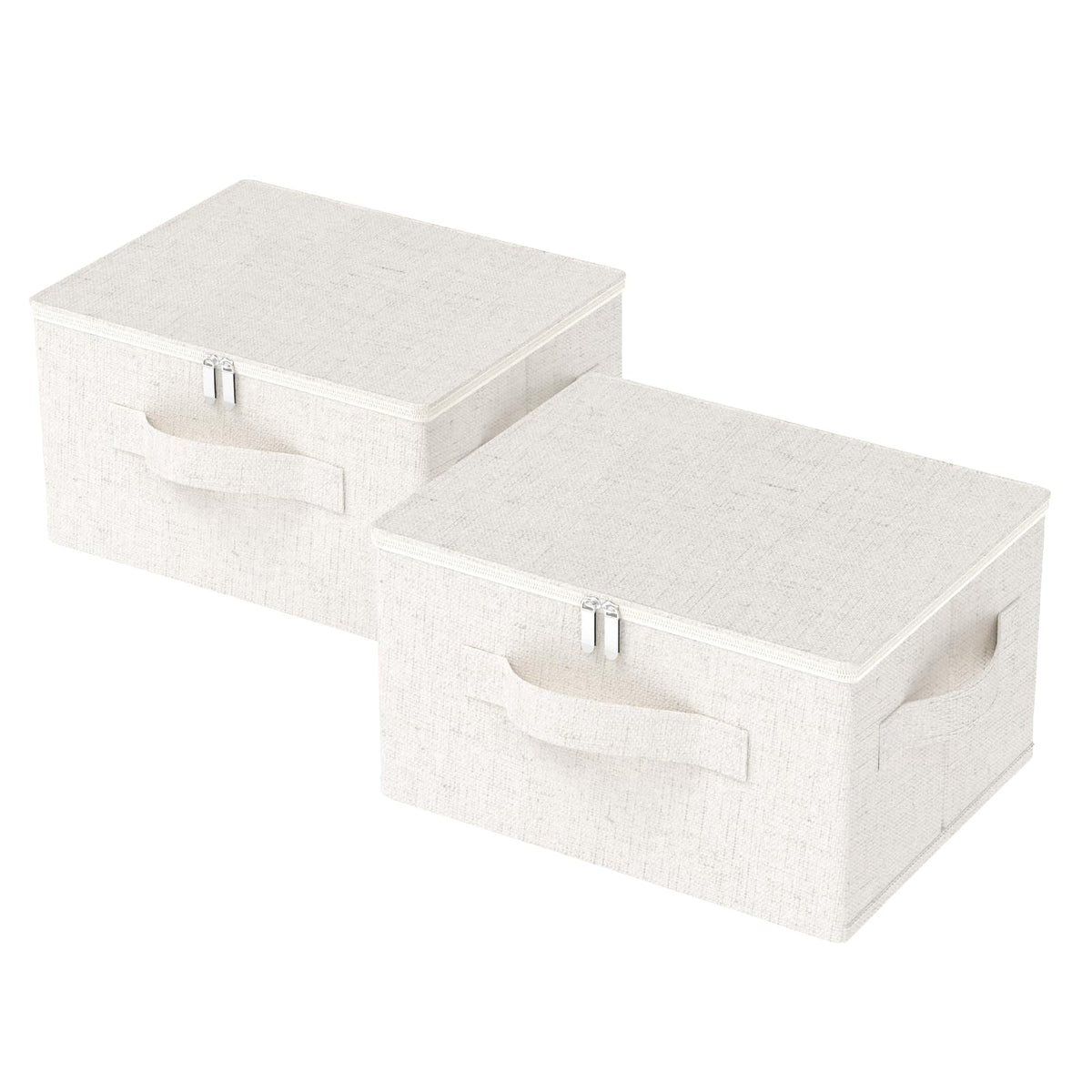 Underbed Storage Baskets with Lids,14.9x10.2x5.9in,Beige,2 Pack