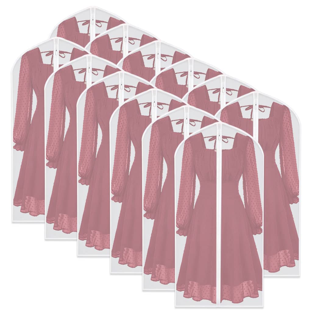 Garment Bags for Hanging Clothes Travel (Set of 12) Clothes Storage Bags Closet Cover for Open Closet with Zipper for Suit, Sweaters Travel Laundry Wardrobe Closet Garment Dust Cover
