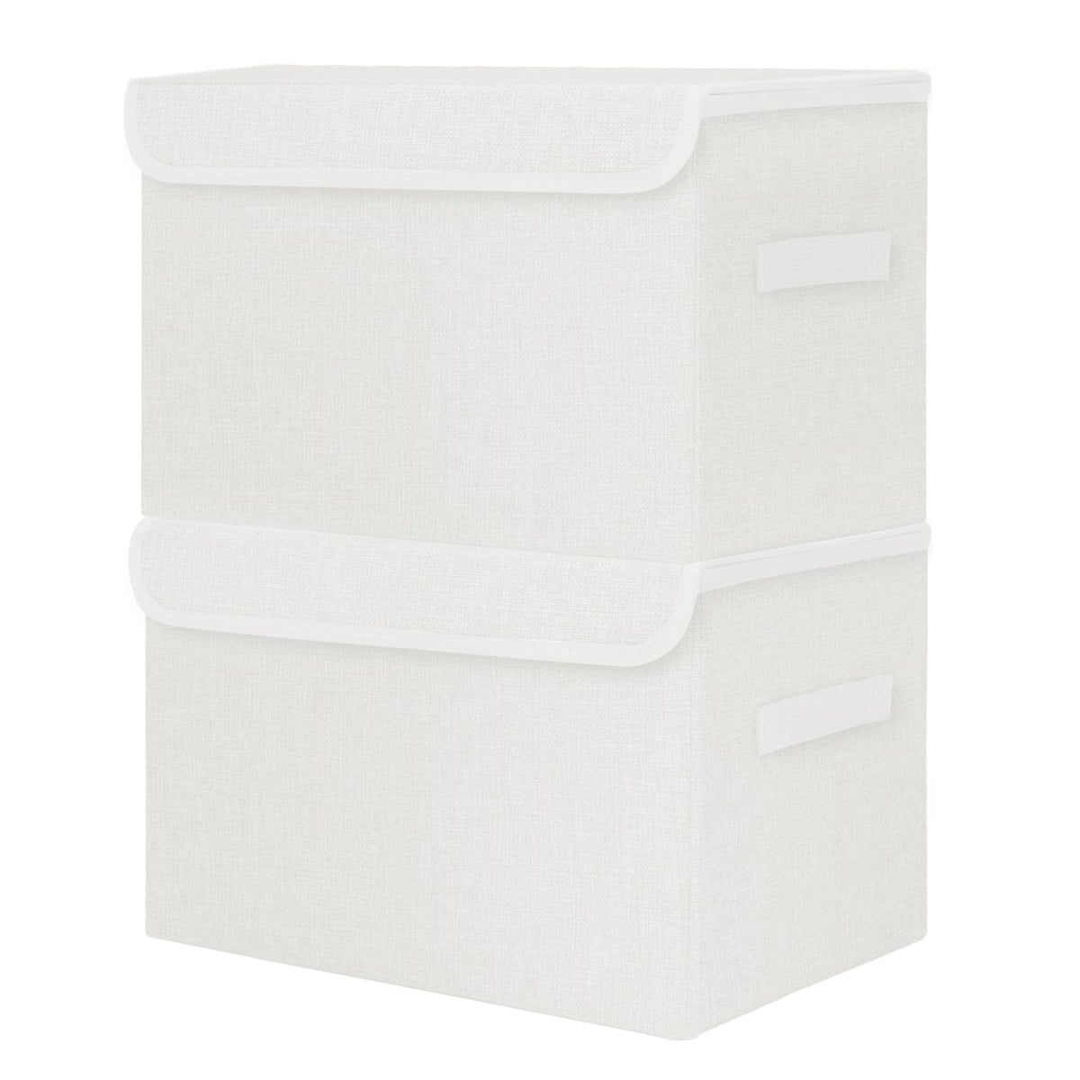 Bagnizer Large 22 Quart Linen Fabric Foldable Storage Bin Cube Organizer Basket with Flip-Top Lid & Handles, Clothes Blanket Box for Home, Office, Closet, Gray, 4 Pack 14.6 x 9.5 x 9.5”