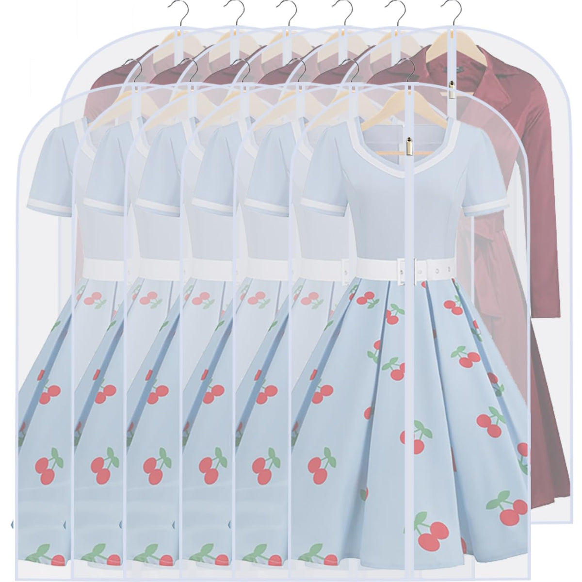 Garment Bags for Hanging Clothes 24" x 40"Coat Covers for Closet Foldable Washable Dress Bags for Hanging Clothes for Long Dress Dance Costumes Suits Gowns Coats