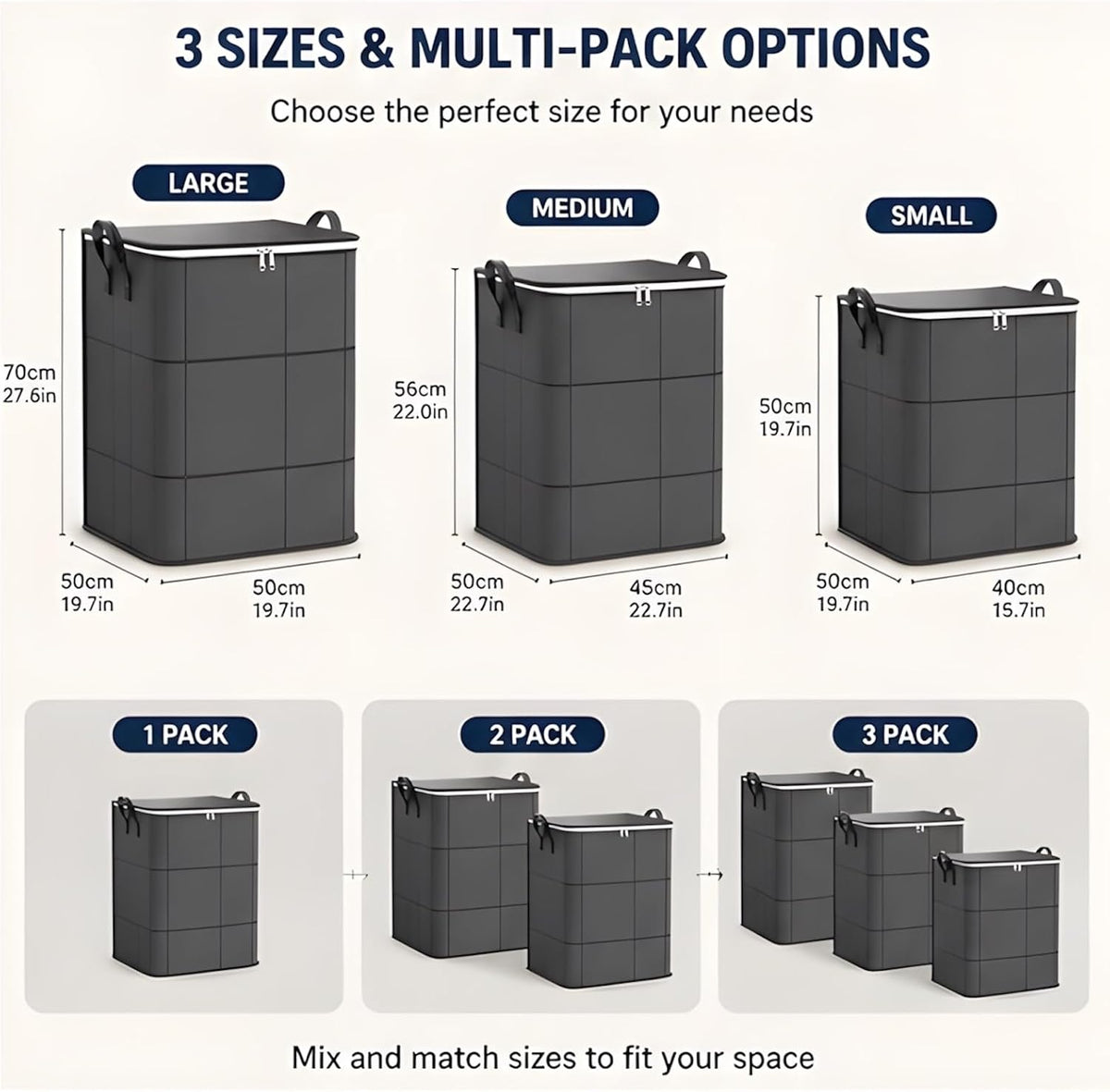 Spacious Moving Storage Bin Zippered Organizer for Quilts Bedding Sweaters Large Capacity Fabric Bag for Closet Moving Day Heavy Duty Extra Large Storage Totes with Handles Jumbo Moving Bag (1, 110L)