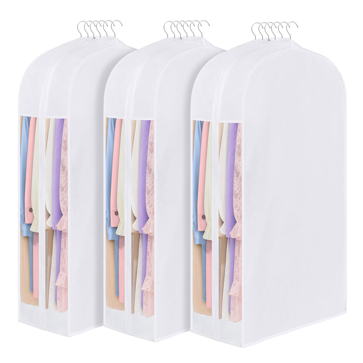 60" Cotton Garment Bag for Hanging Clothes, Dress Bags for Gowns