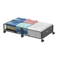 47.2'' Long Under Bed Storage on Wheels, 57.6L Large Capacity Rolling Under the Bed Storage Containers, Tool-Free Assembly Foldable Underbed Shoes Clothes Toy Drawers