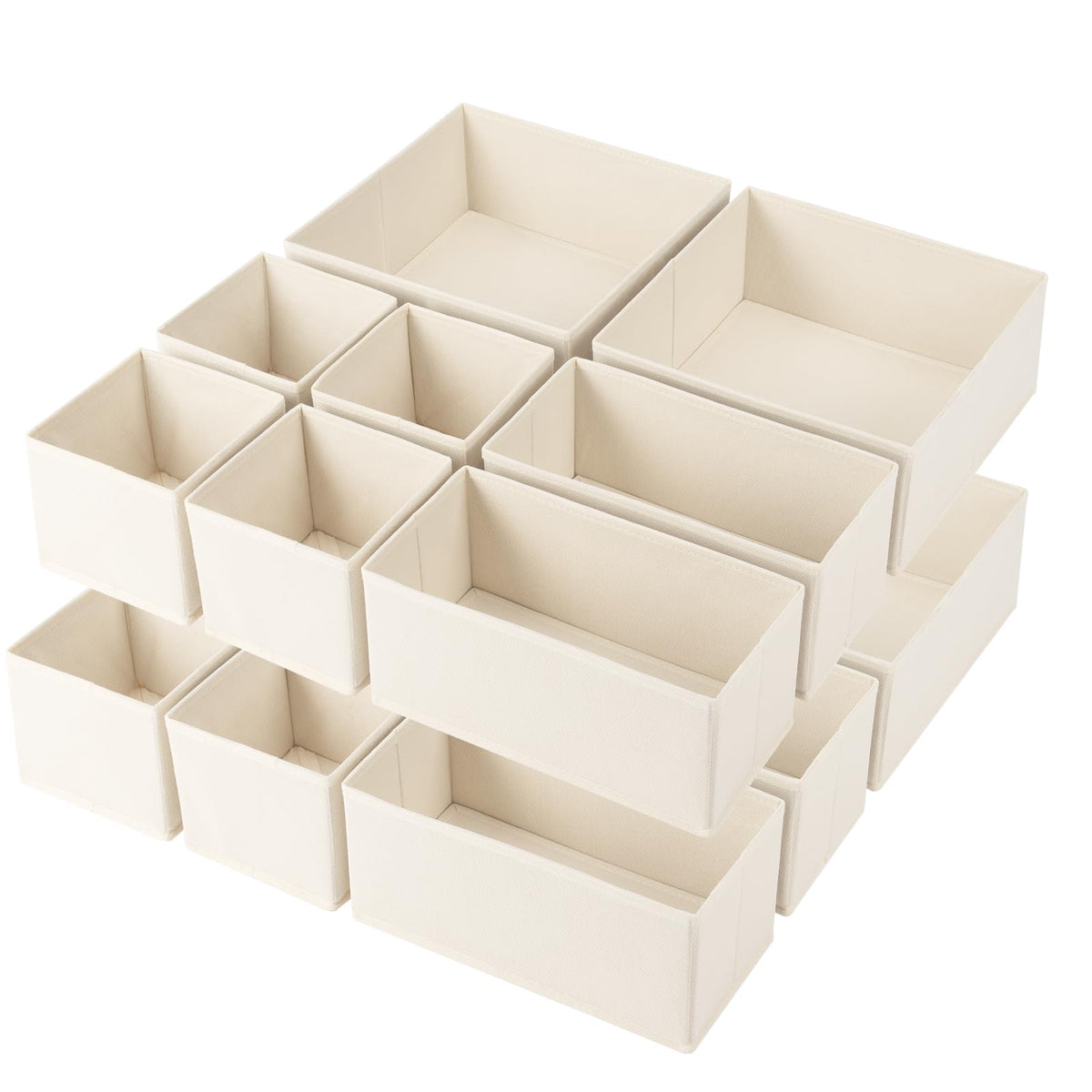 Criusia Drawer Organizer Clothes,16 Pack Underwear Drawer Organizers, Foldable Closet Organizers and Storage Dresser Drawer Dividers Clothing Organizer for Clothes, Socks, Scarves, Bra, Ties (Beige)