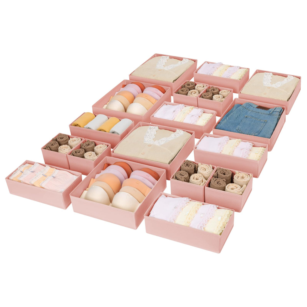 DIMJ Drawer Organizer Clothes, 12 Pack Dresser Organizer for Nursery, Baby Clothes, Underwears, Sock, Fabric Dresser Bins, Drawer Dividers, Foldable Closet Organizers and Storage(Beige)