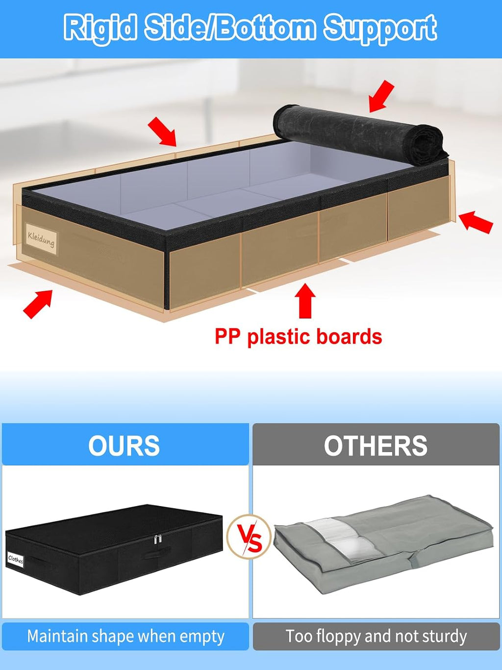 6.7-in Under Bed Storage Bin with Lid, Rigid Sides,2 Pack, Black