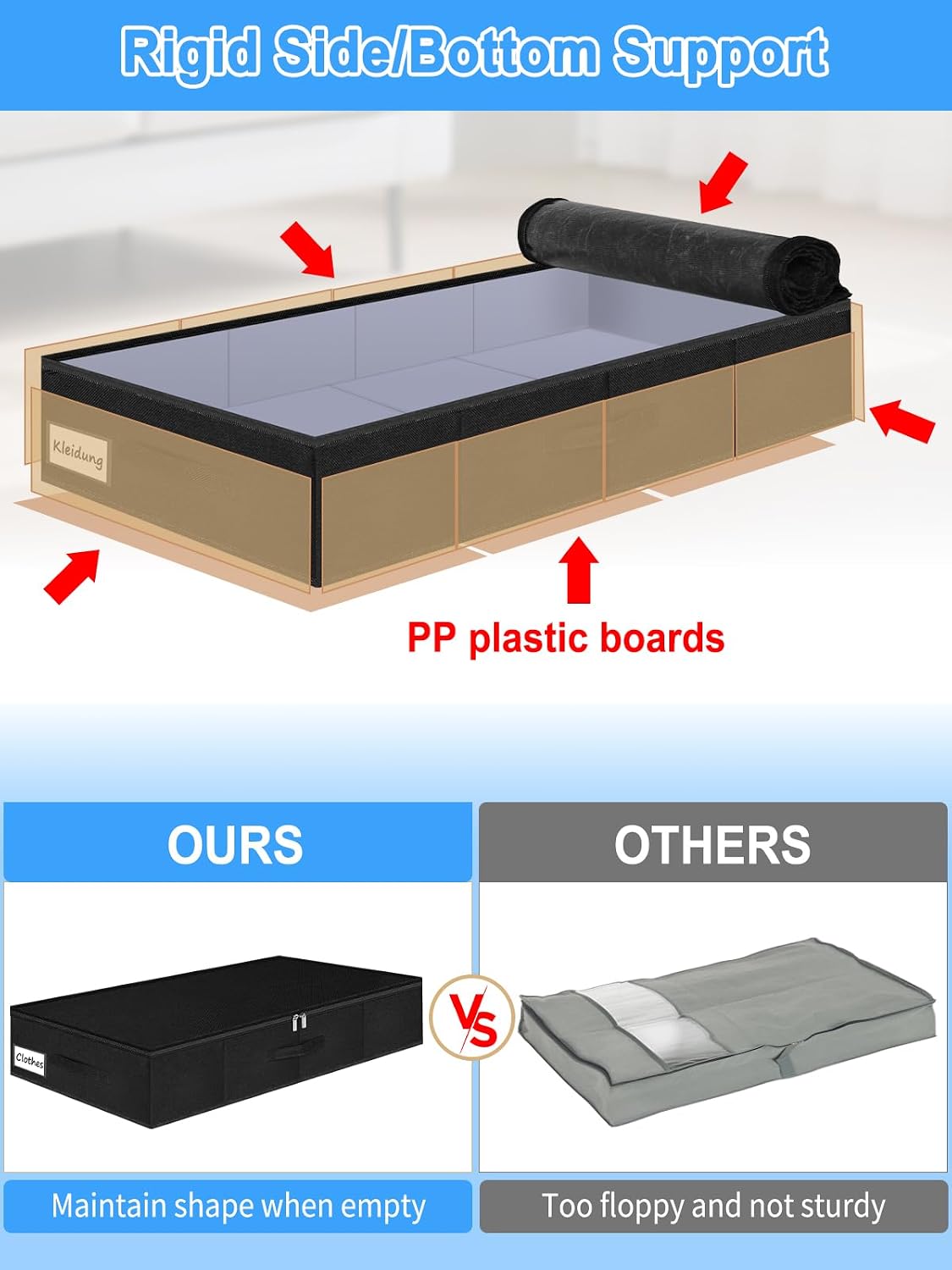 6.7-in Under Bed Storage Bin with Lid, Rigid Sides,2 Pack, Black
