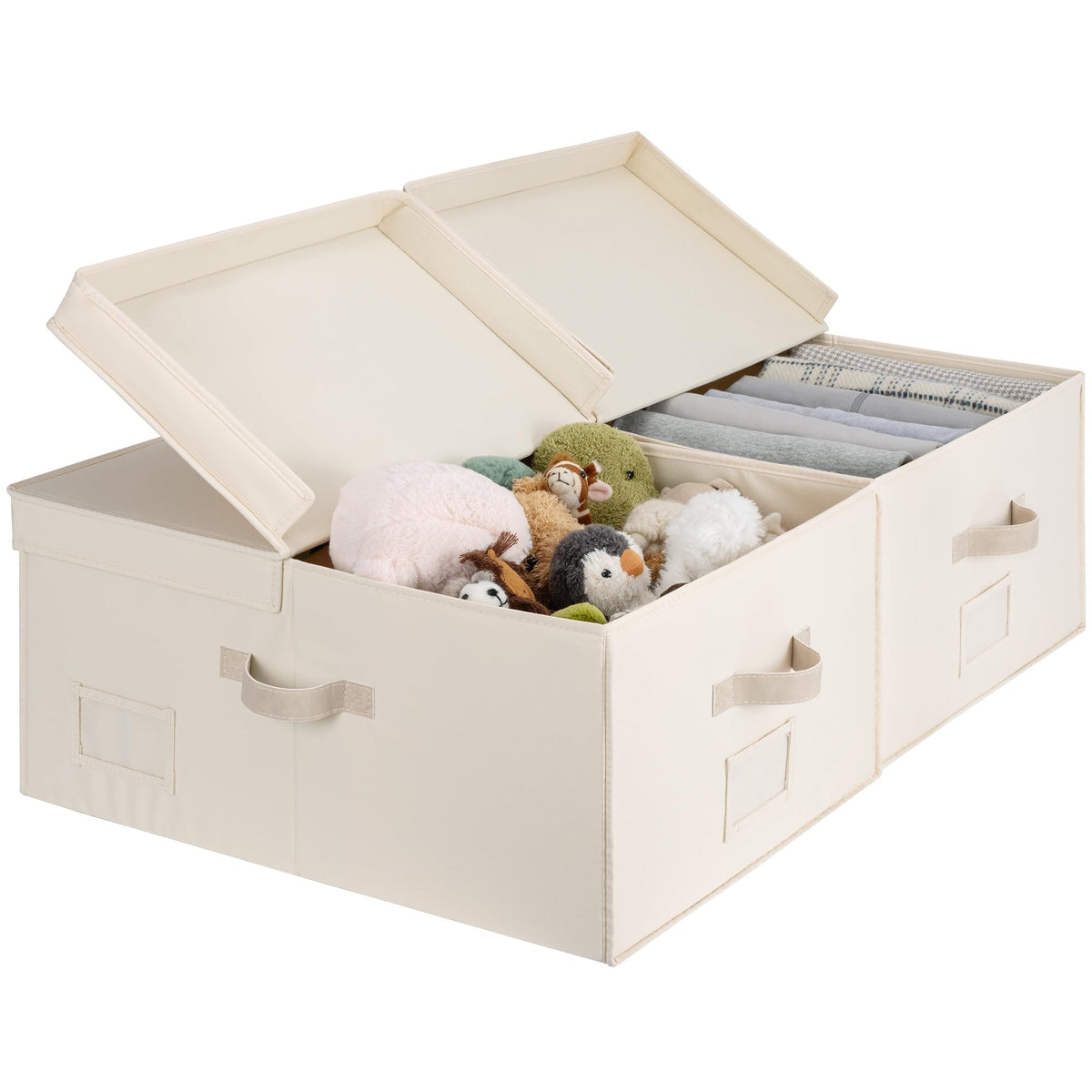 StorageWorks Large Decorative Storage Boxes with Lids, Beige Linen