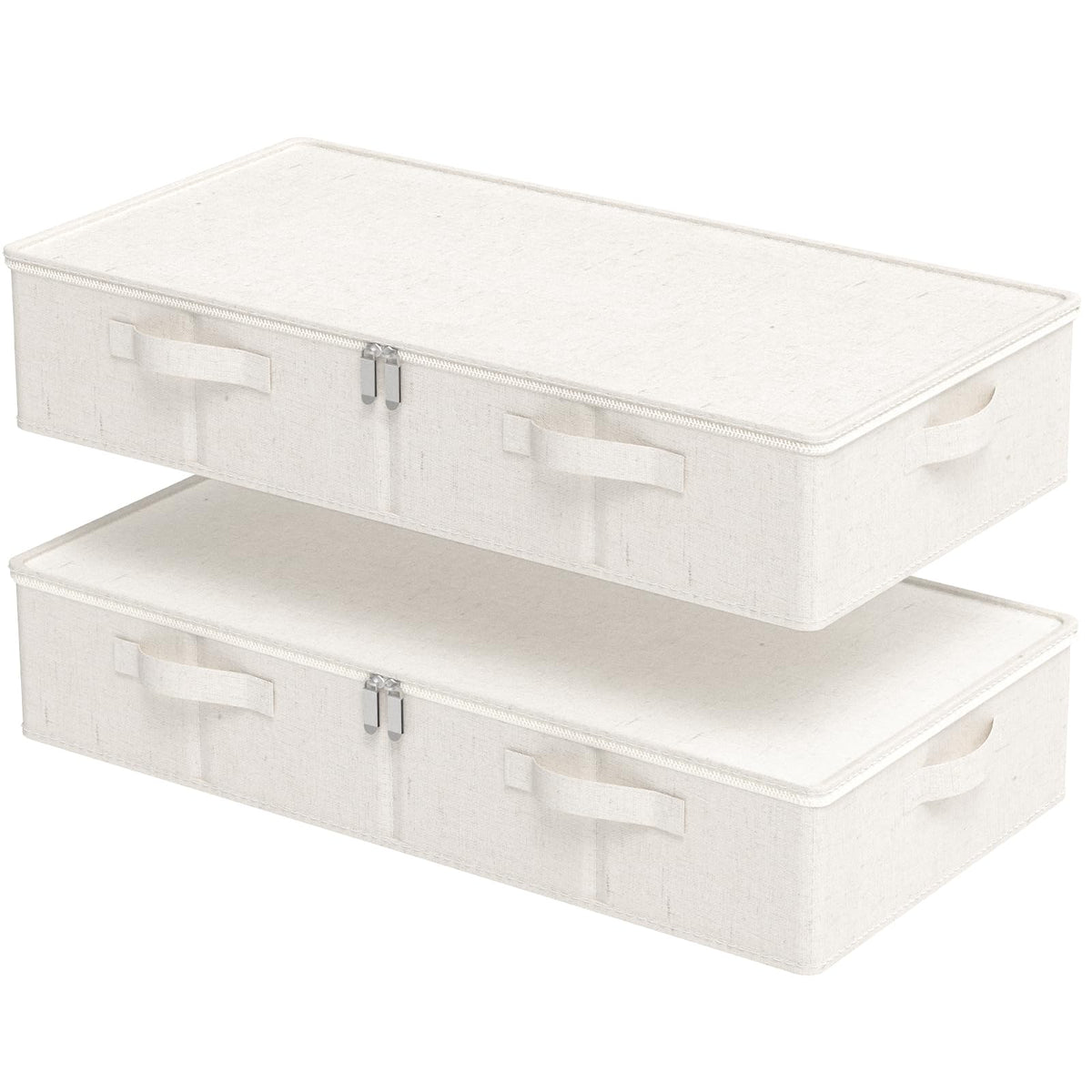 Underbed Fabric Storage Box with Lids,23.6x11.8x5.9in,Grey,2 Pack