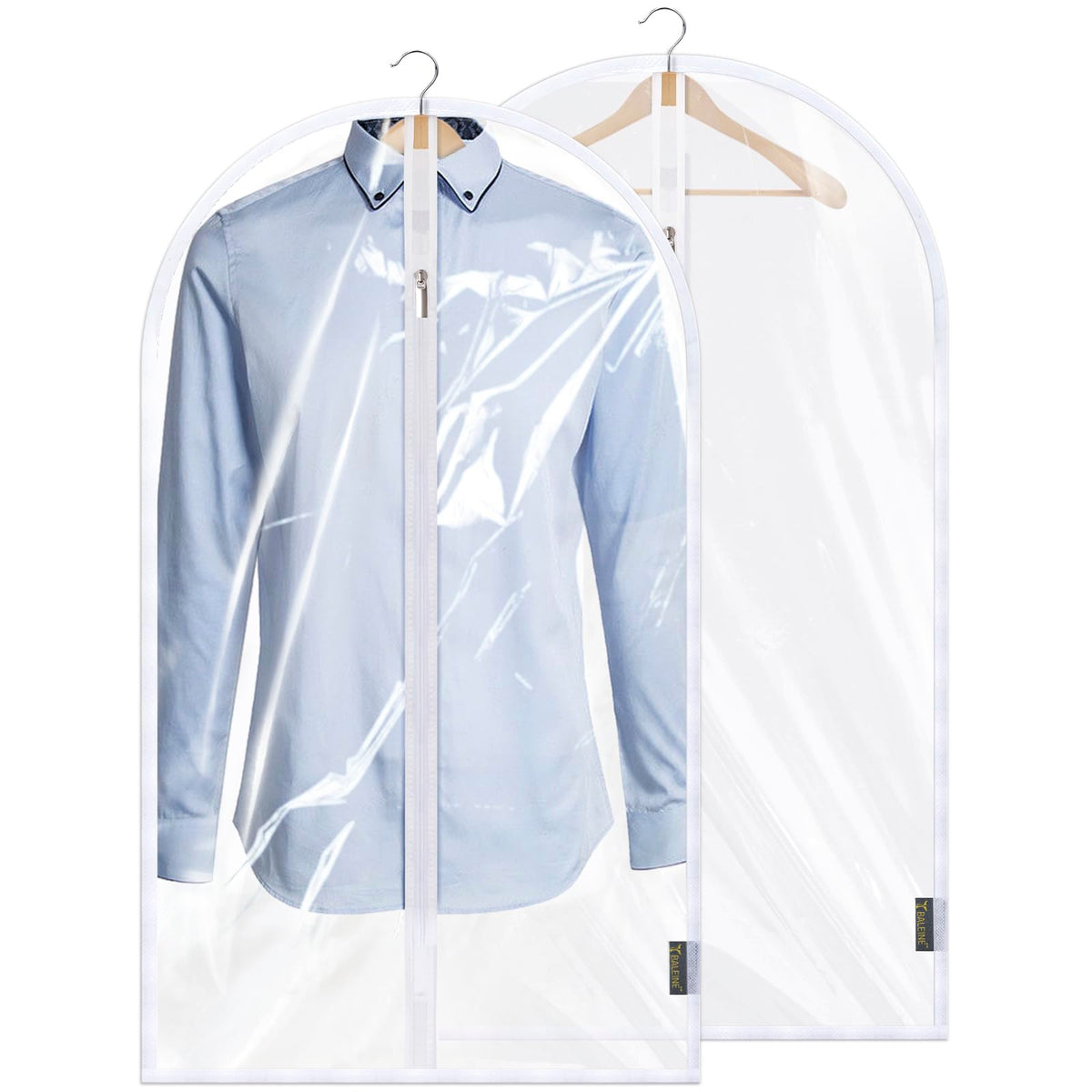 BALEINE 2PK Clear Garment Bags for Hanging Clothes, 40" Dress Suit Bag