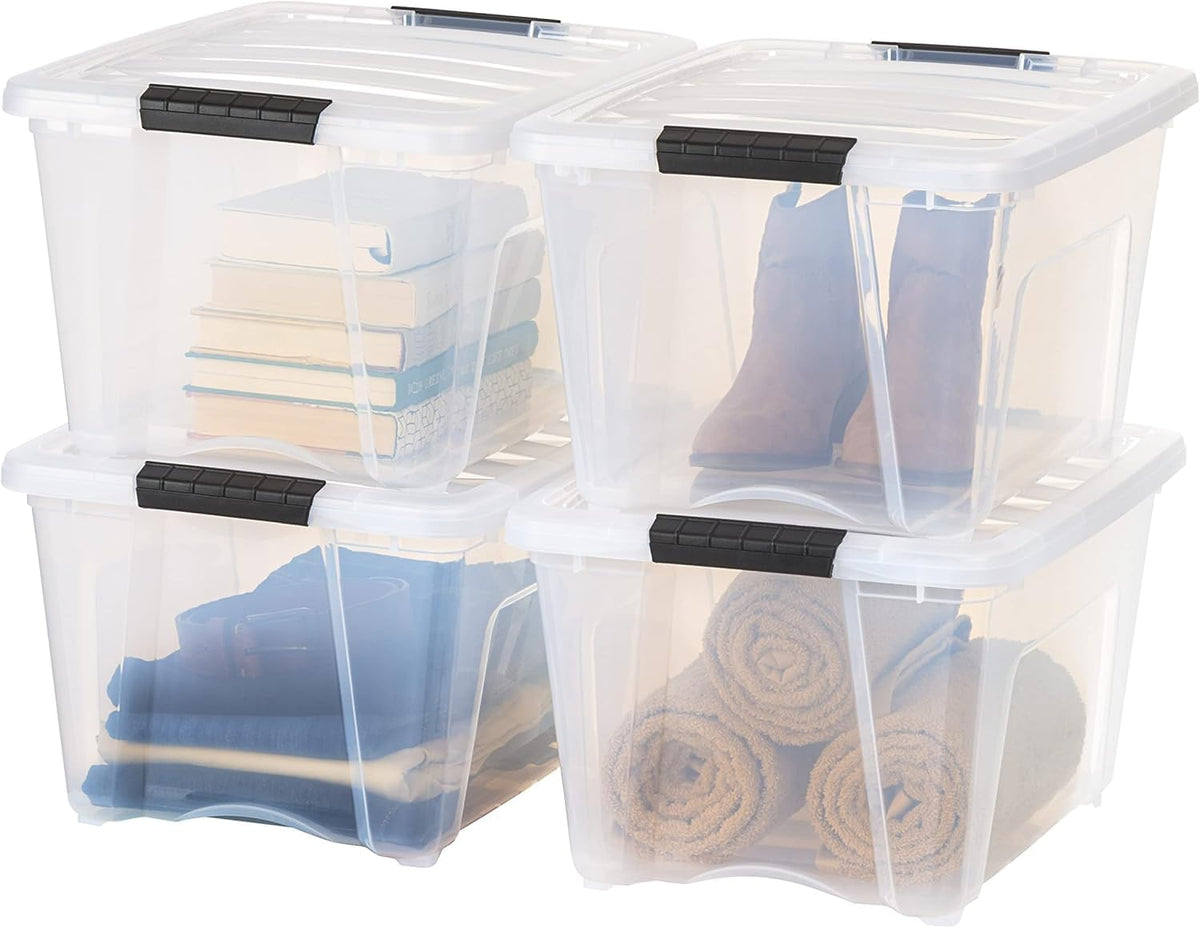 IRIS USA 2-Pack 27 Quart Storage Bins with Lids, Clear